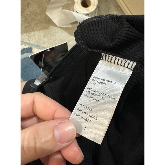 NAKED WARDROBE All Snatched Everything Rib Knit Leggings In Black L - Picture 6 of 6